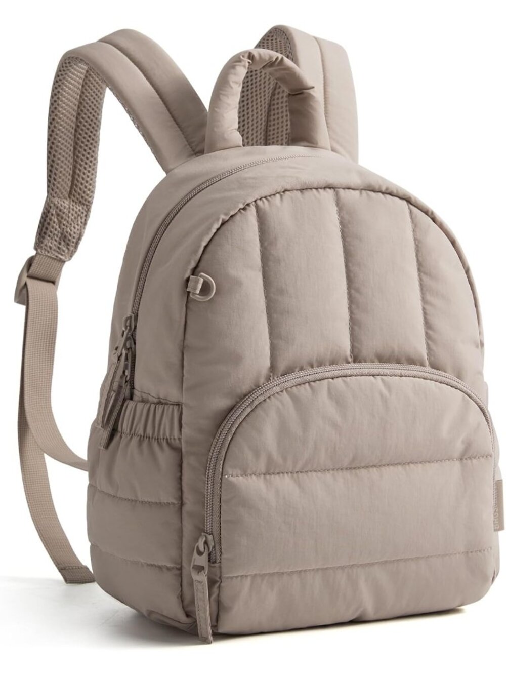 Women's Latte Brown Lightweight Quilted Casual Travel Mini Backpack Bookbag